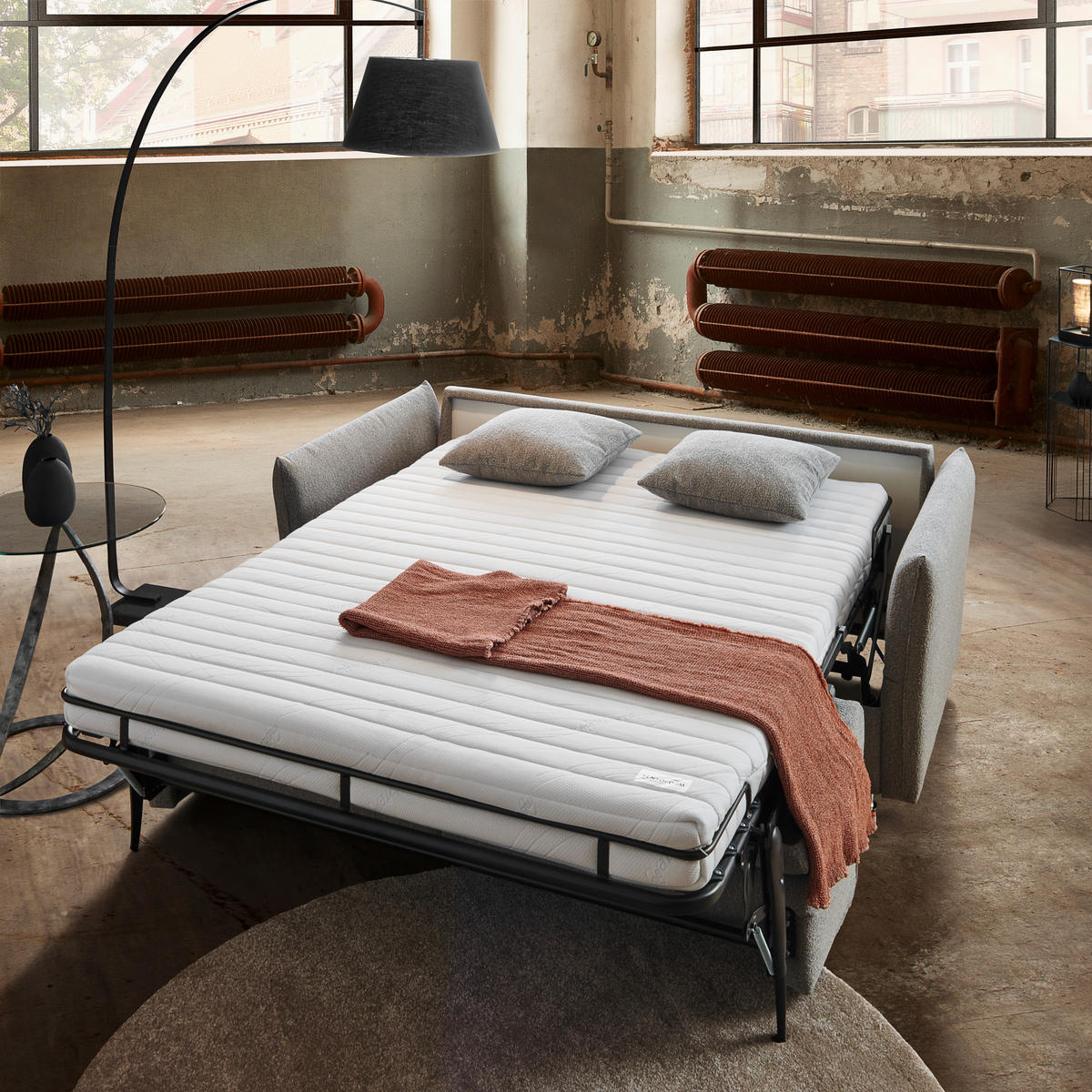 SCHLAFSOFA in Textil Dunkelbraun  - Chromfarben/Dunkelbraun, Modern, Textil/Metall (194/85/100cm) - Bali