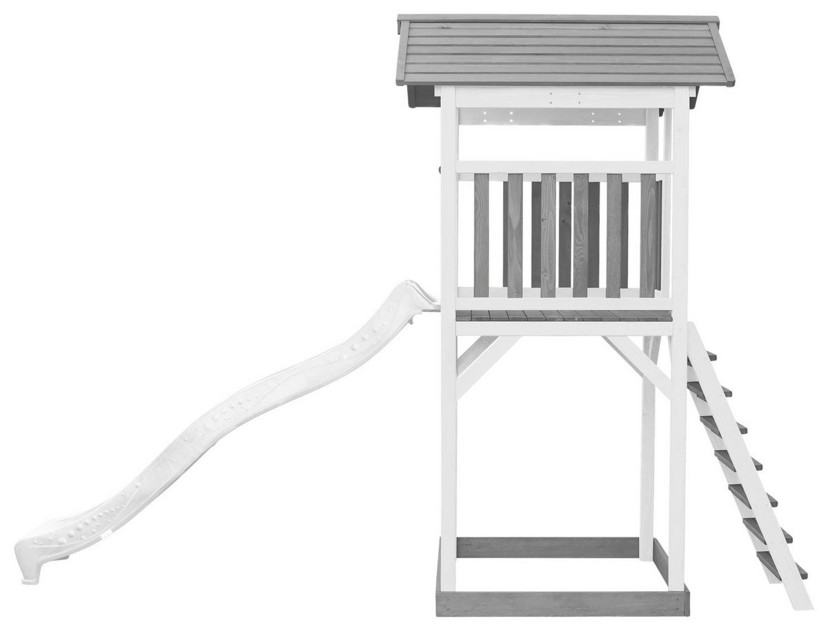 SPIELTURM 111,2/241,9/349 cm  - Weiss/Grau, Konventionell, Holz/Kunststoff (111,2/241,9/349cm)