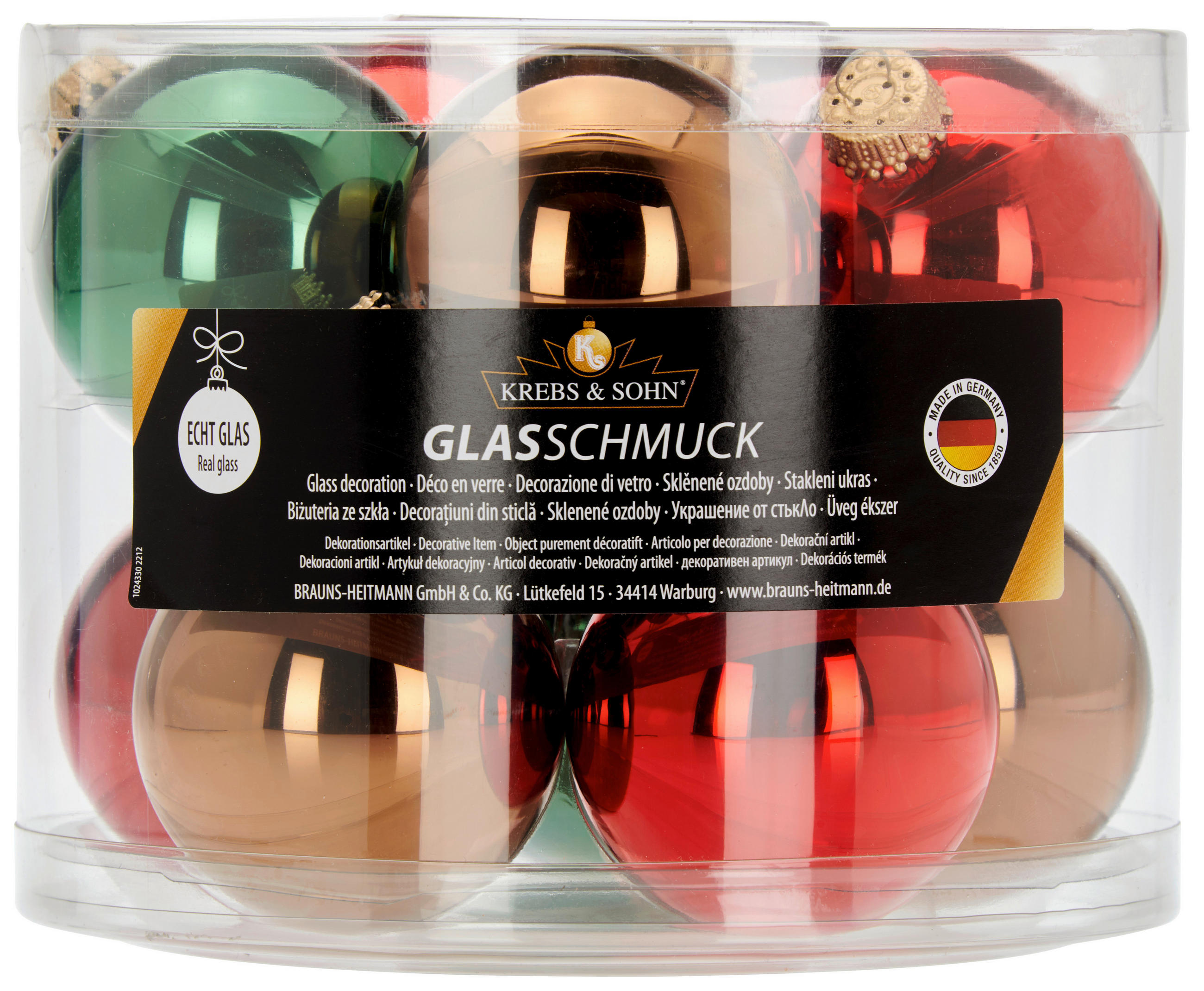 JULGRANSKULOR SET 7 cm 10 delar  - röd/bordeaux, Klassisk, glas (7cm)