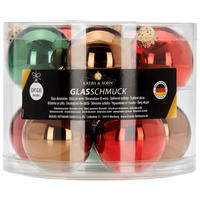 JULGRANSKULOR SET 7 cm 10 delar  - röd/bordeaux, Klassisk, glas (7cm)