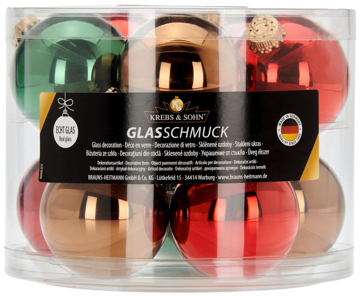 JULGRANSKULOR SET 7 cm 10 delar  - röd/bordeaux, Klassisk, glas (7cm)