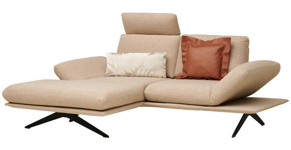 ECKSOFA  in Flachgewebe Beige  155/234 cm  - Beige/Schwarz, Design, Textil/Metall (155/234cm) - Dieter Knoll