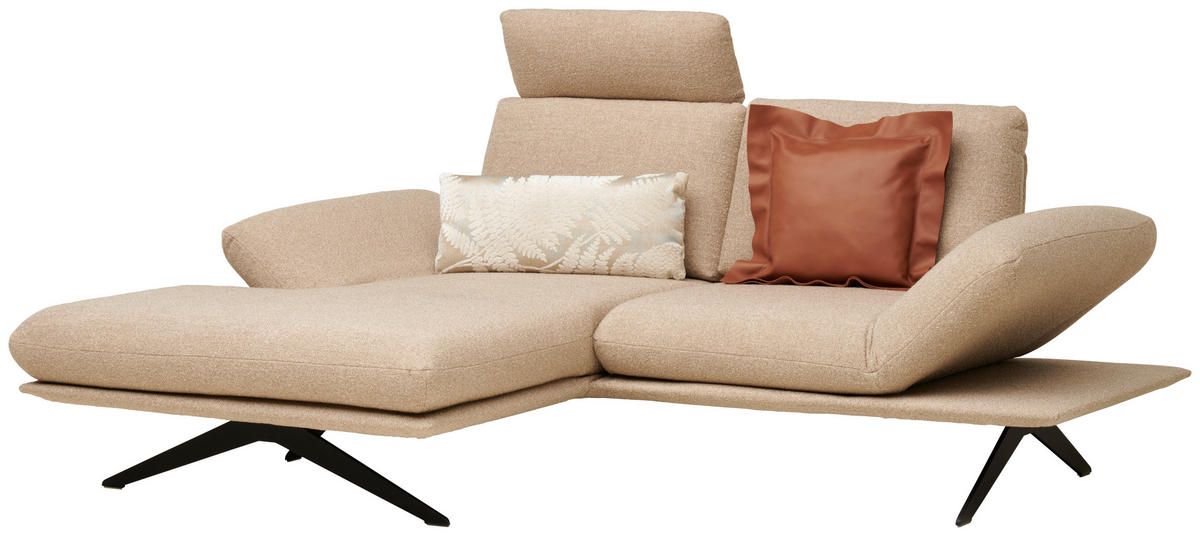 ECKSOFA in Flachgewebe Beige  - Beige/Schwarz, Design, Textil/Metall (155/234cm) - Dieter Knoll
