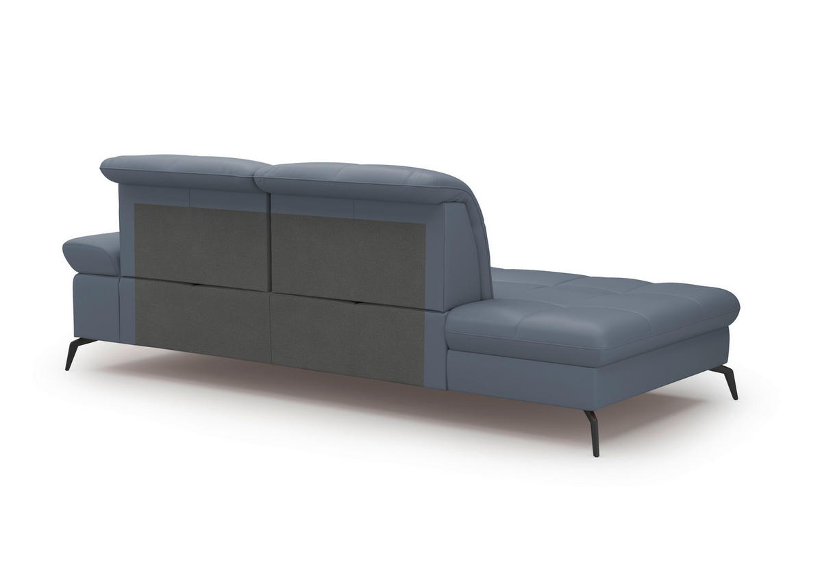 RÉCAMIERE in Vliesstoff Kombination Echtleder/Stoff Graublau  - Graublau/Schwarz, Konventionell, Leder/Textil (231/90/122cm) - Sit & More