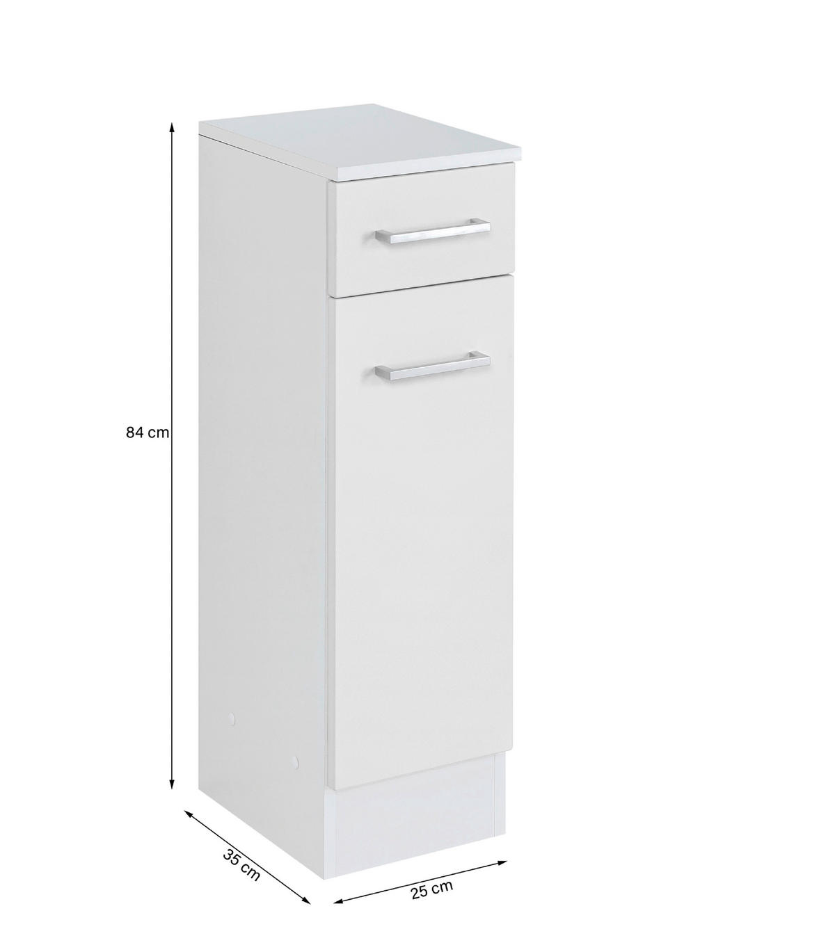 UNTERSCHRANK 25/84/35 cm   - Silberfarben/Weiß, MODERN, Holzwerkstoff/Metall (25/84/35cm) - Held