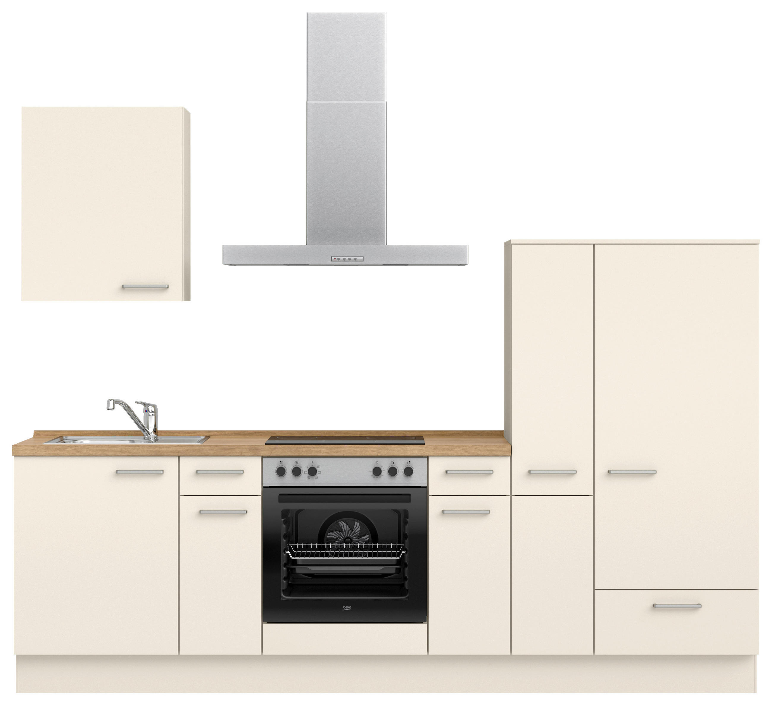 KÜCHENBLOCK 270 cm   in Eichefarben, Magnolie  - Edelstahlfarben/Eichefarben, MODERN, Holzwerkstoff/Metall (270cm) - Nobilia