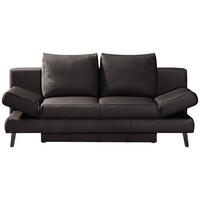 CANAPÉ-LIT cuir véritable marron foncé  - noir/marron foncé, Design, cuir/métal (200/85/90cm) - Novel