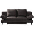 SCHLAFSOFA  in Echtleder Dunkelbraun  - Dunkelbraun/Schwarz, Design, Leder/Metall (200/85/90cm) - Novel