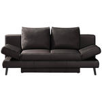 SCHLAFSOFA  in Echtleder Dunkelbraun  - Dunkelbraun/Schwarz, Design, Leder/Metall (200/85/90cm) - Novel