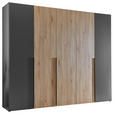 KLEIDERSCHRANK  in Graphitfarben, Eichefarben  - Eichefarben/Schwarz, KONVENTIONELL, Holzwerkstoff/Kunststoff (249/210/53cm) - Carryhome