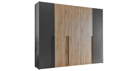 KLEIDERSCHRANK  in Graphitfarben, Eichefarben  - Eichefarben/Schwarz, KONVENTIONELL, Holzwerkstoff/Kunststoff (249/210/53cm) - Carryhome