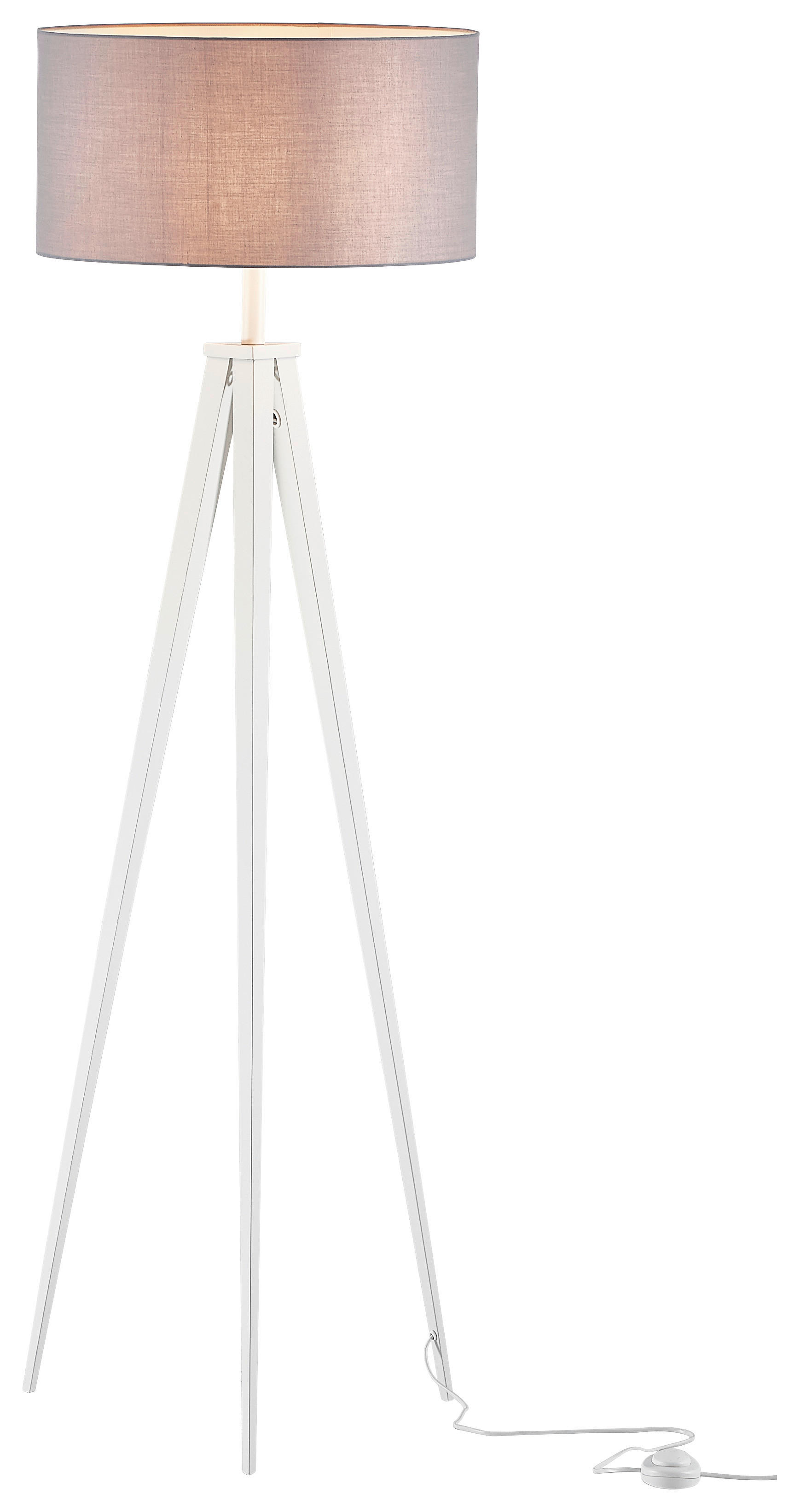 STOJACIA LAMPA, 49/158 cm  - biela/svetlosivá, Design, kov/textil (49/158cm) - Novel