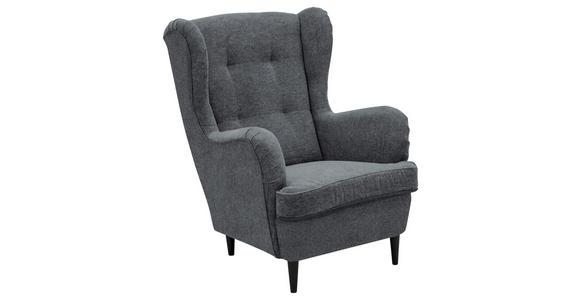 OHRENSESSEL in Webstoff Anthrazit, Schwarz - Anthrazit/Schwarz, Basics, Holz/Textil (78/102/98cm) - Carryhome