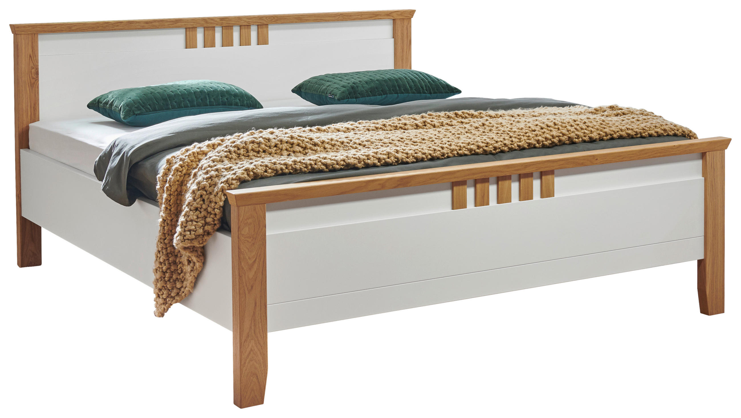 BETT in Weiß, Wildeiche  - Wildeiche/Weiß, LIFESTYLE, Holz/Holzwerkstoff (180/200cm) - Landscape