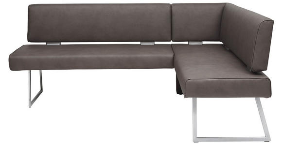 ECKBANK 196/137 cm  in Braun, Edelstahlfarben  - Edelstahlfarben/Braun, Design, Textil/Metall (196/137cm) - Dieter Knoll