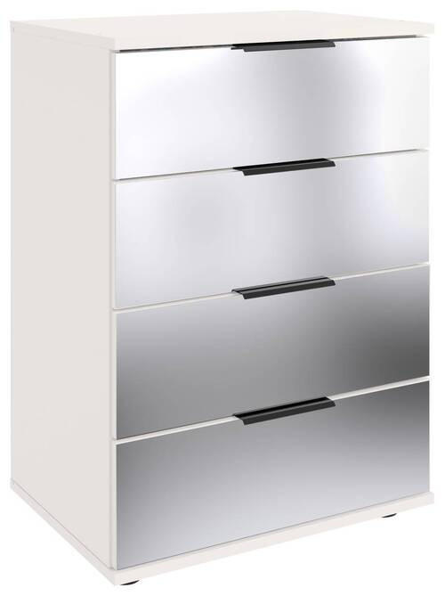 NACHTKÄSTCHEN 52/74/38 cm  in Weiss  - Weiss/Schwarz, Modern, Glas/Holzwerkstoff (52/74/38cm) - MID.YOU