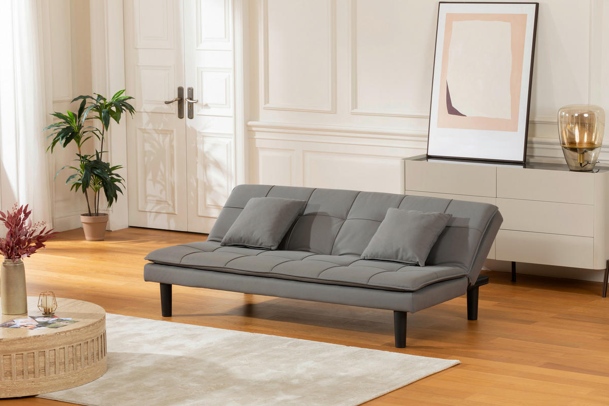 SCHLAFSOFA in Textil Grau  - Schwarz/Grau, Basics, Kunststoff/Textil (180/79/91cm) - P & B