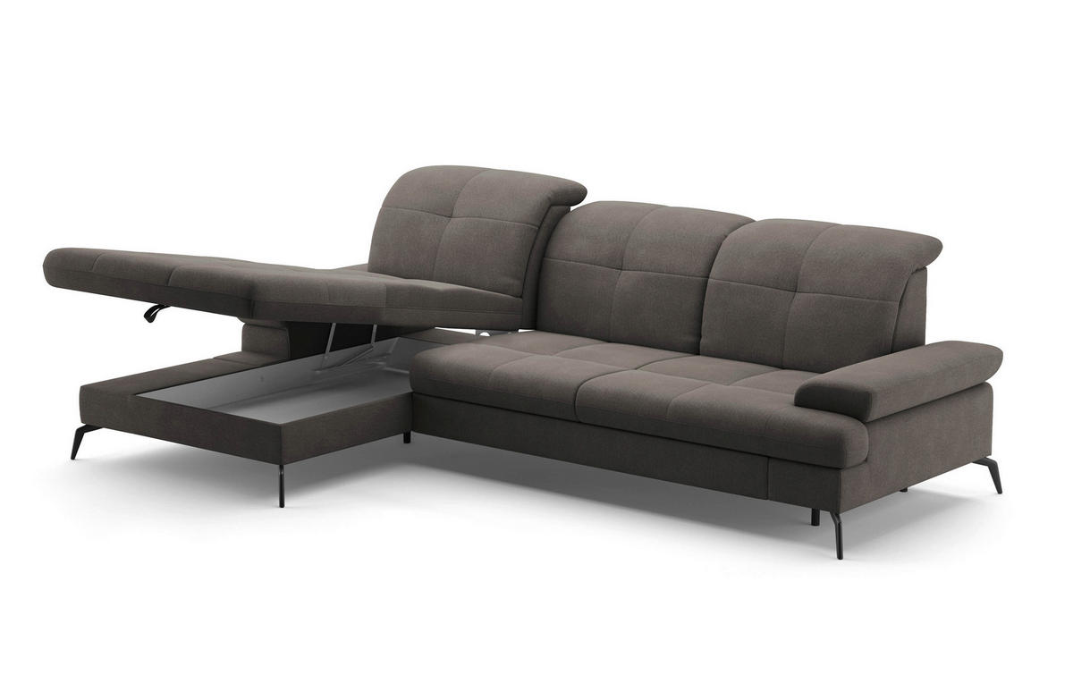 ECKSOFA in Flachgewebe Graphitfarben  - Schwarz/Graphitfarben, Konventionell, Textil/Metall (185/279cm) - Sit & More