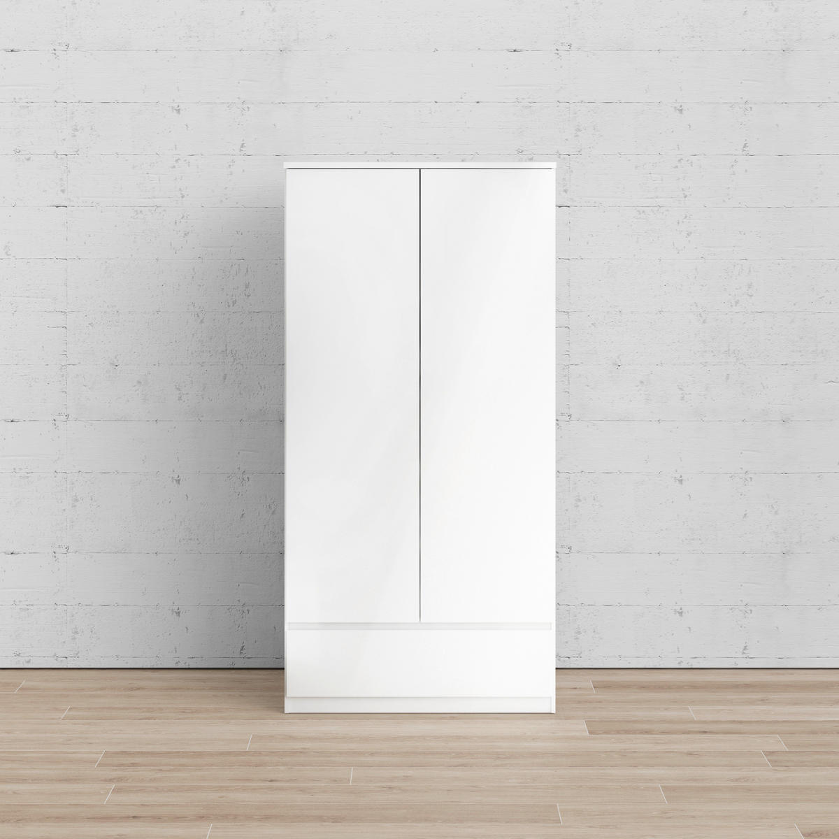 ORMAR ZA ODJEĆU     - bijela visoki sjaj, Basics, drvni materijal (98,9/200,6/50cm) - P & B