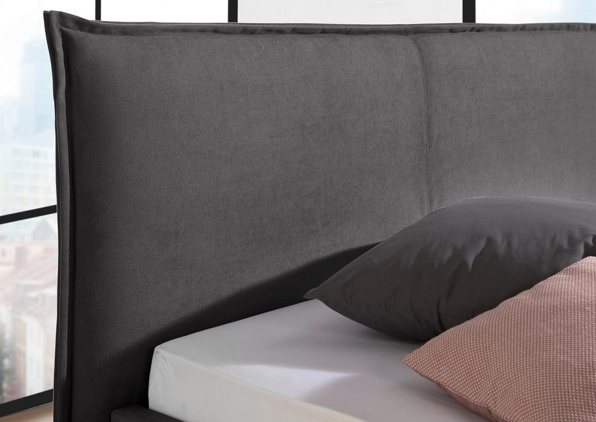 POLSTERBETT 100/200 cm,  in Anthrazit,  - Anthrazit/Schwarz, MODERN, Kunststoff/Textil (100/200cm) - Livetastic