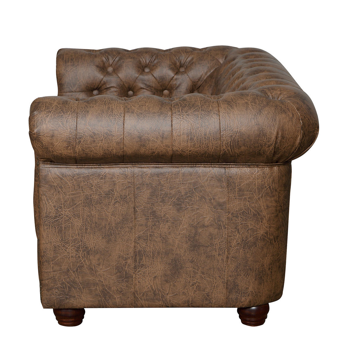 2-SITZER-SOFA YORK in Lederlook Braun  - Braun, Design, Holz/Textil (148/72/86cm) - P & B