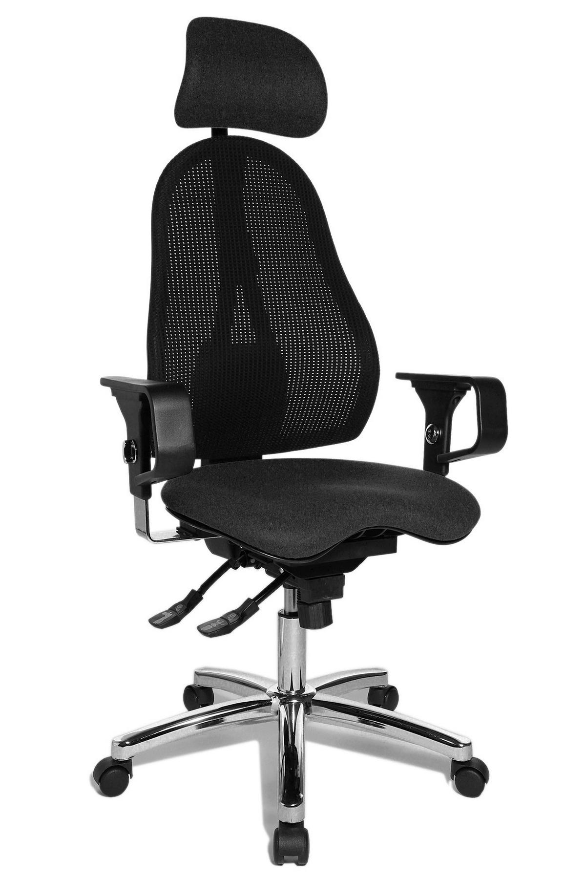 DREHSTUHL  in Netzbespannung, Webstoff Schwarz, Chromfarben  - Chromfarben/Schwarz, Basics, Kunststoff/Textil (48/140/44cm) - Topstar