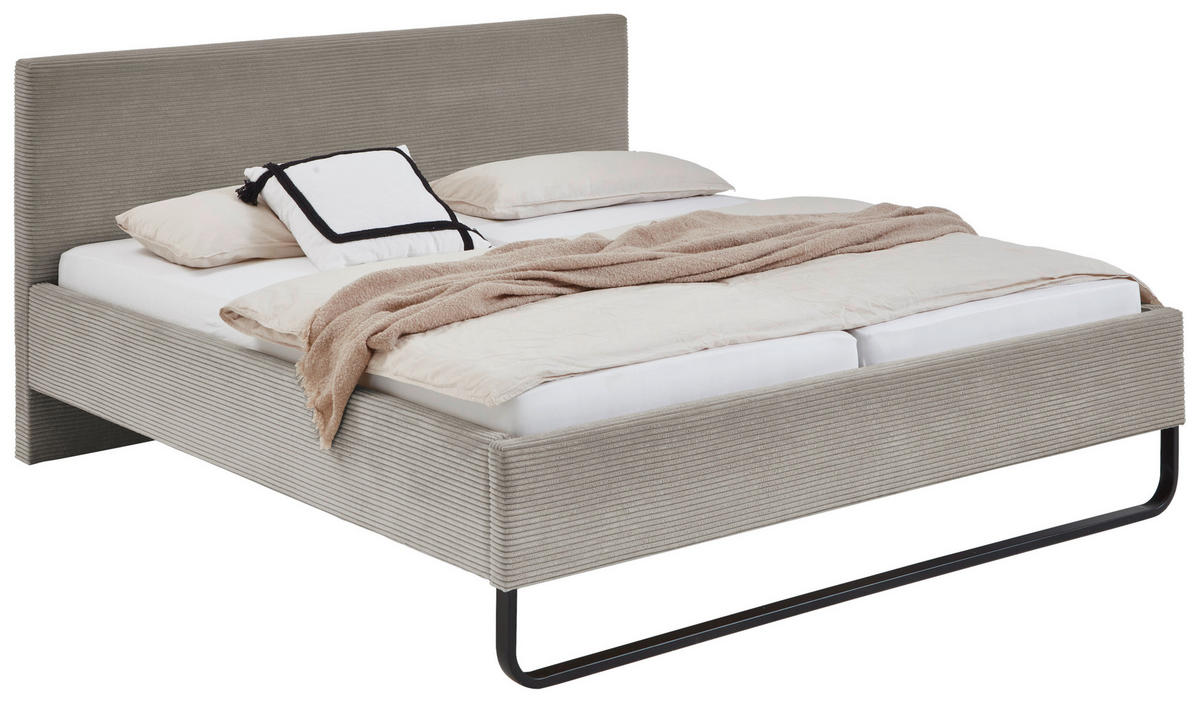 POLSTERBETT 180/200 cm  in Taupe  - Taupe/Schwarz, Basics, Textil/Metall (180/200cm) - Boxxx