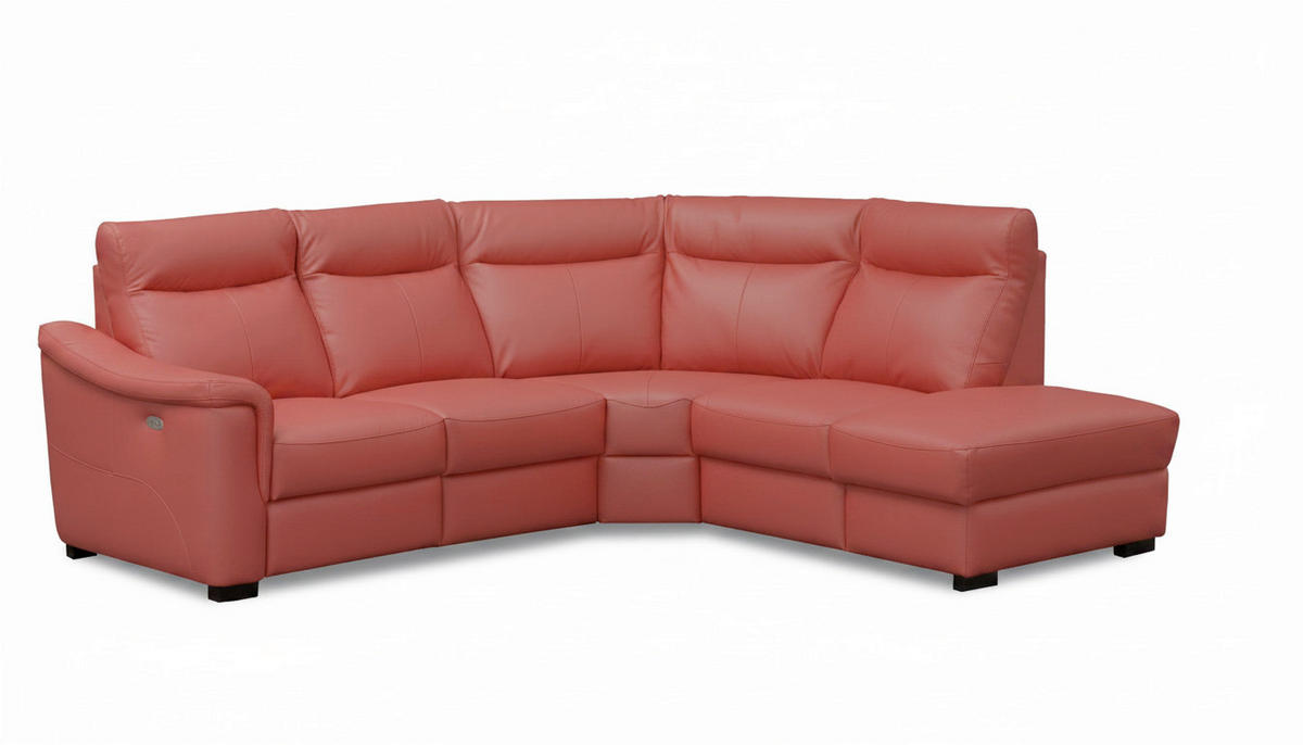 ECKSOFA Echtleder Rot  - Wengefarben/Rot, Design, Leder/Holz (260/229cm) - Livetastic