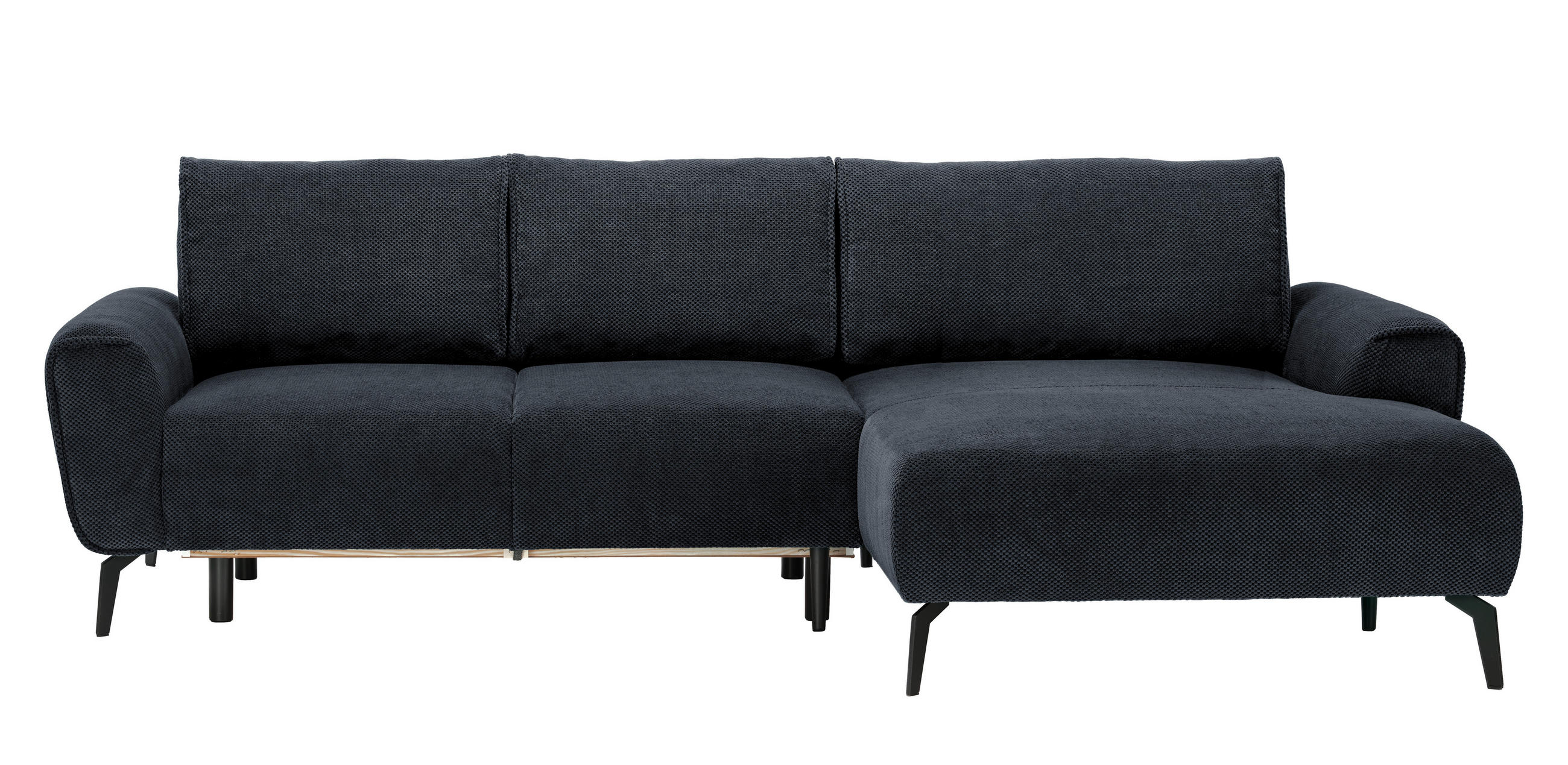 ECKSOFA in Webstoff Anthrazit  - Anthrazit/Schwarz, Design, Textil/Metall (272/170cm) - Welnova