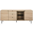 SIDEBOARD  200/80/40 cm 3 Schublade(n)  - Eichefarben/Schwarz, KONVENTIONELL, Glas/Holzwerkstoff (200/80/40cm) - Xora