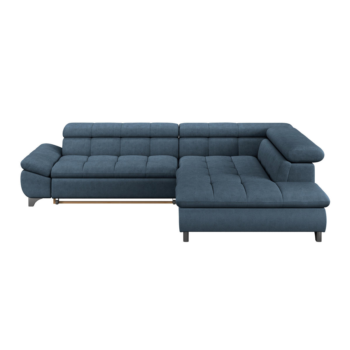ECKSOFA Dunkelblau Chenille  - Chromfarben/Dunkelblau, KONVENTIONELL, Textil/Metall (312/234cm) - Livetastic