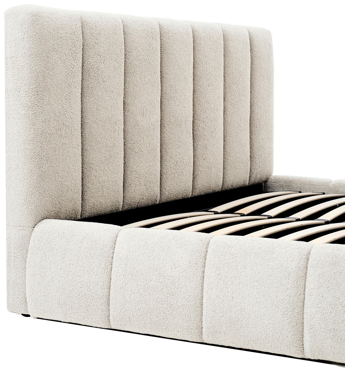 POLSTERBETT gepolstertes Kopfteil, Lattenrost, Bettkasten 180/200 cm  in Beige  - Beige/Schwarz, Design, Holz/Kunststoff (180/200cm) - Boxxx