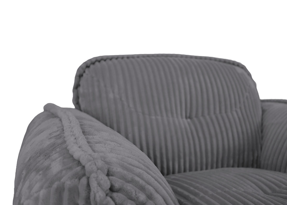 SESSEL in Cord Grau  - Schwarz/Grau, MODERN, Kunststoff/Textil (123/87/120cm) - Trendmanufaktur