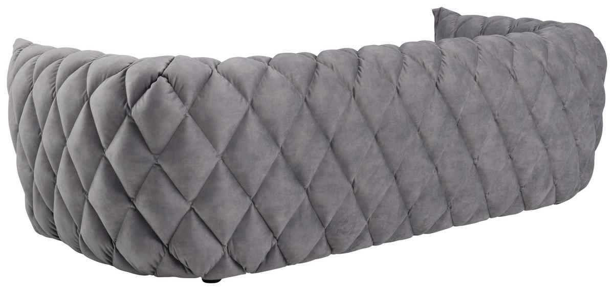 3-SITZER-SOFA Samt Hellgrau  - Hellgrau/Schwarz, Design, Holz/Textil (221/69/96cm)