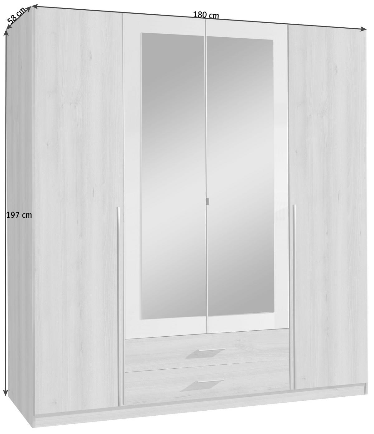 OMARA S KLASIČNIMI VRATI, barve grafita, bela  - bela/barve aluminija, Design, umetna masa/steklo (180/197/58cm) - Carryhome