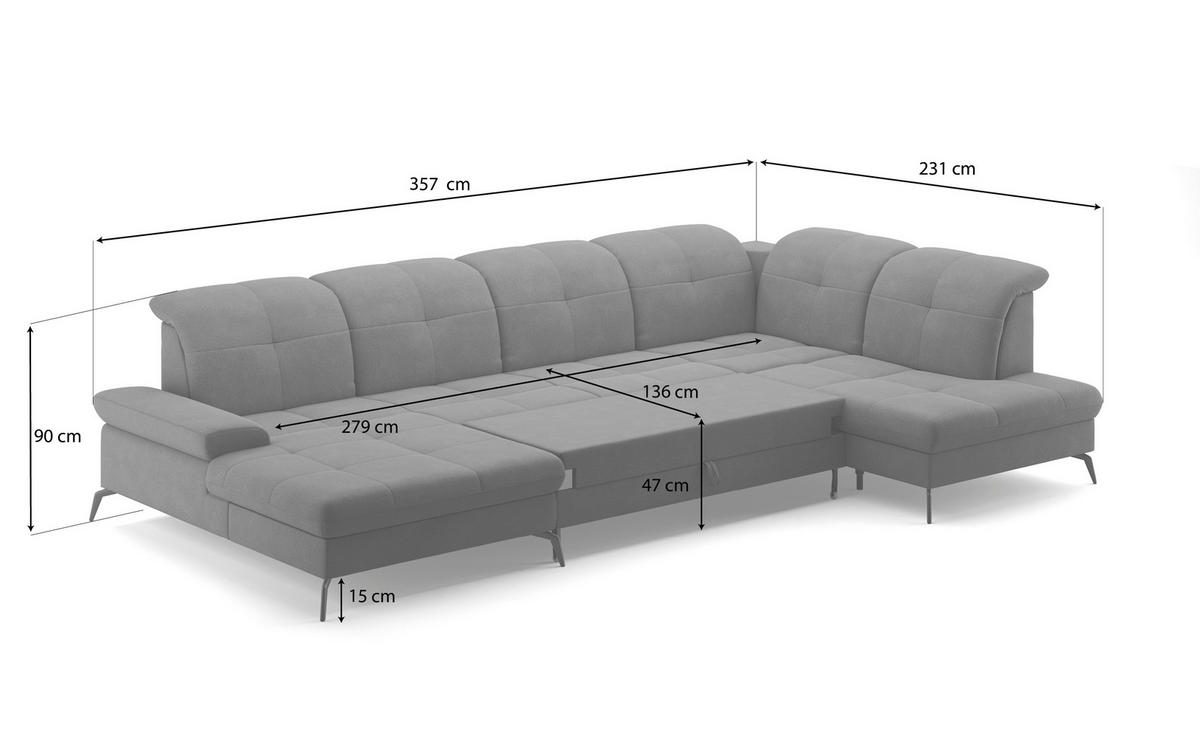 WOHNLANDSCHAFT in Flachgewebe Dunkelgrau  - Dunkelgrau/Schwarz, Konventionell, Textil/Metall (185/357/231cm) - Sit & More