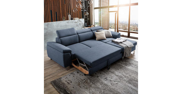 ECKSOFA in Webstoff Blau  - Blau/Silberfarben, Design, Textil/Metall (250/167cm) - Xora