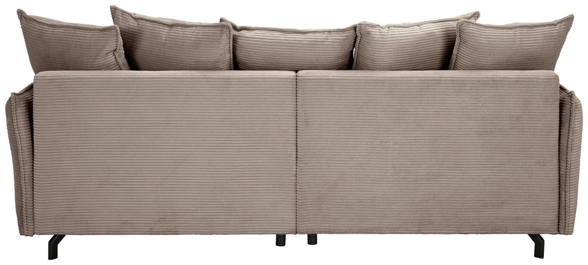 BIGSOFA in Cord Taupe  - Taupe/Schwarz, Design, Textil/Metall (226/91/103cm) - Carryhome