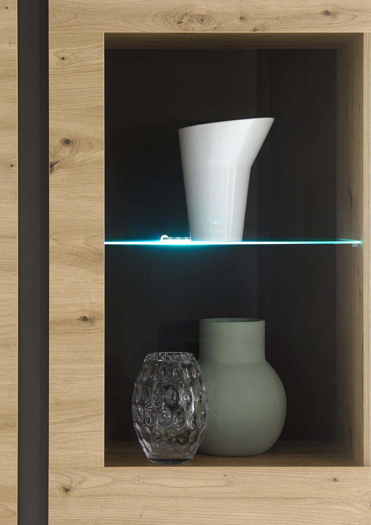 VITRINE in Grau, Eiche Artisan  - Eiche Artisan/Grau, Design, Glas/Holzwerkstoff (72/154/40cm) - MID.YOU