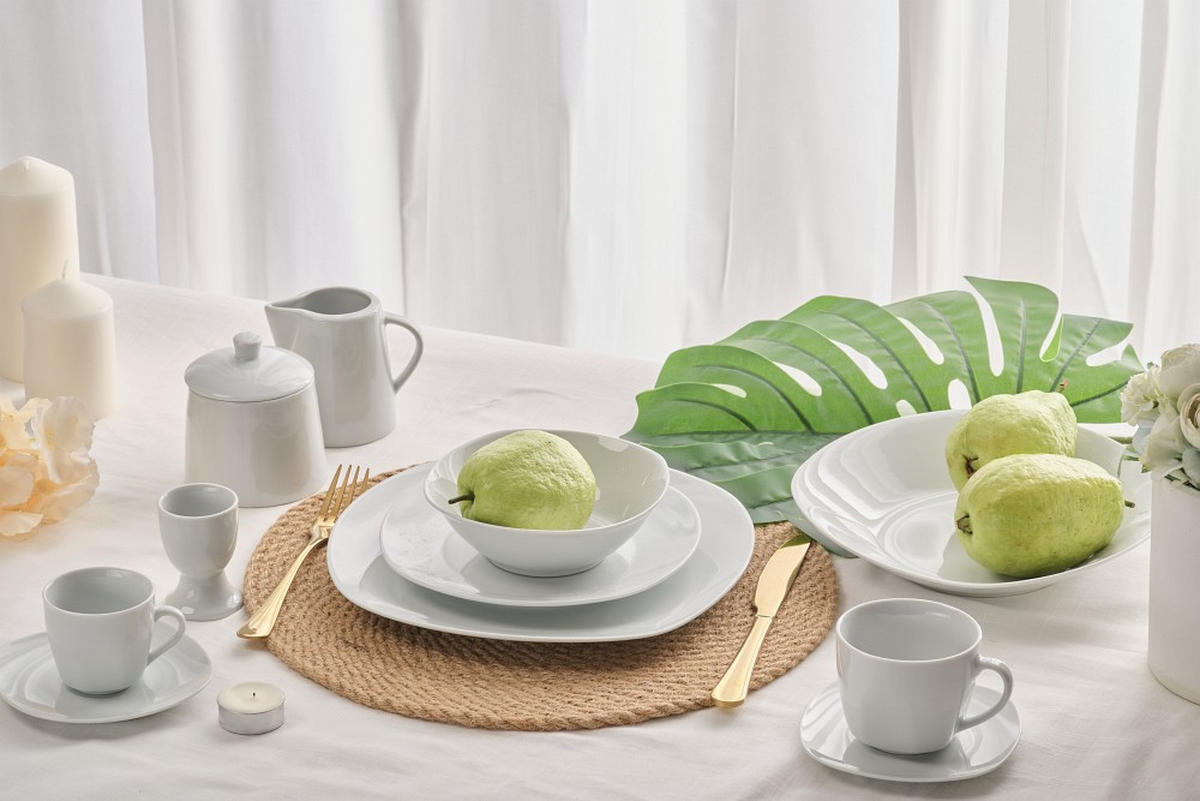 ÉTKÉSZLET 62 részes  - fehér, Basics, kerámia - Novel