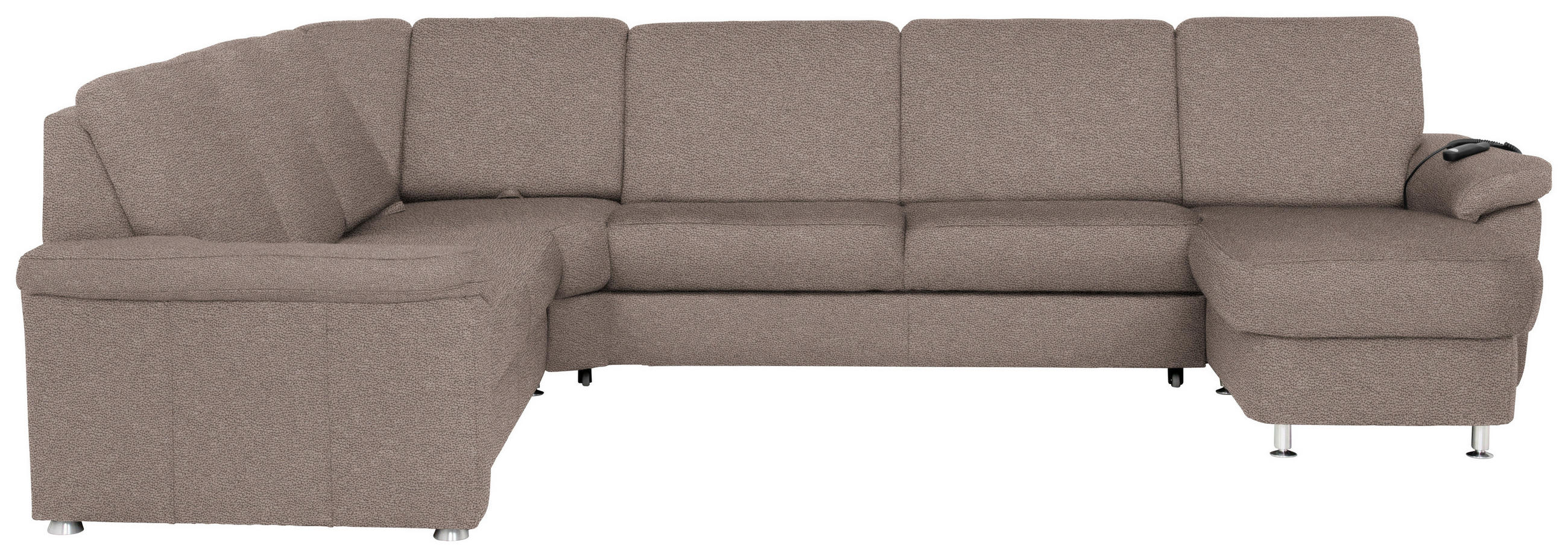 WOHNLANDSCHAFT in Flachgewebe Graubraun  - Chromfarben/Graubraun, Konventionell, Textil/Metall (240/330/163cm) - Beldomo System