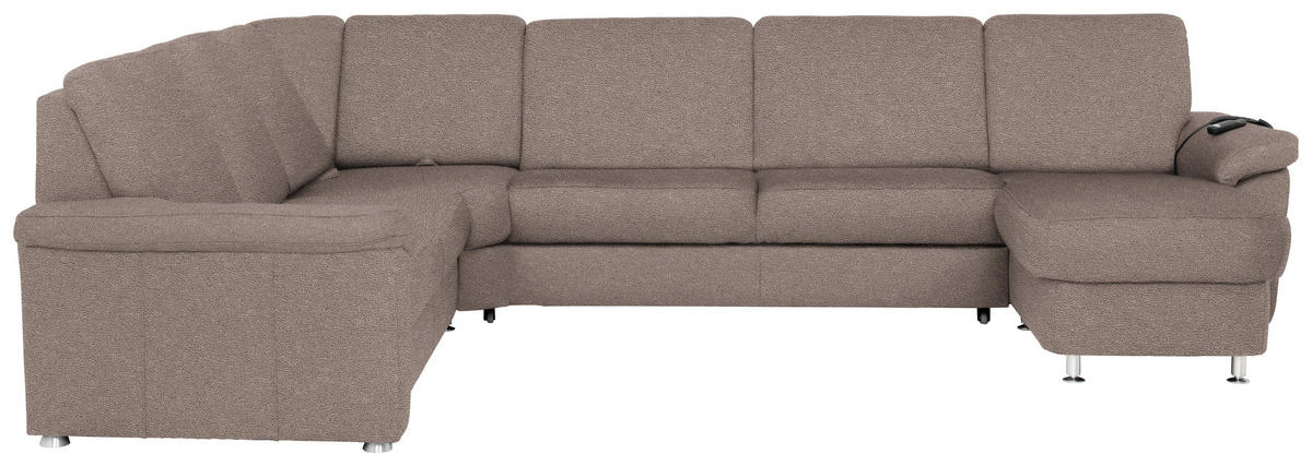 WOHNLANDSCHAFT in Flachgewebe Graubraun  - Chromfarben/Graubraun, Konventionell, Textil/Metall (240/330/163cm) - Beldomo System