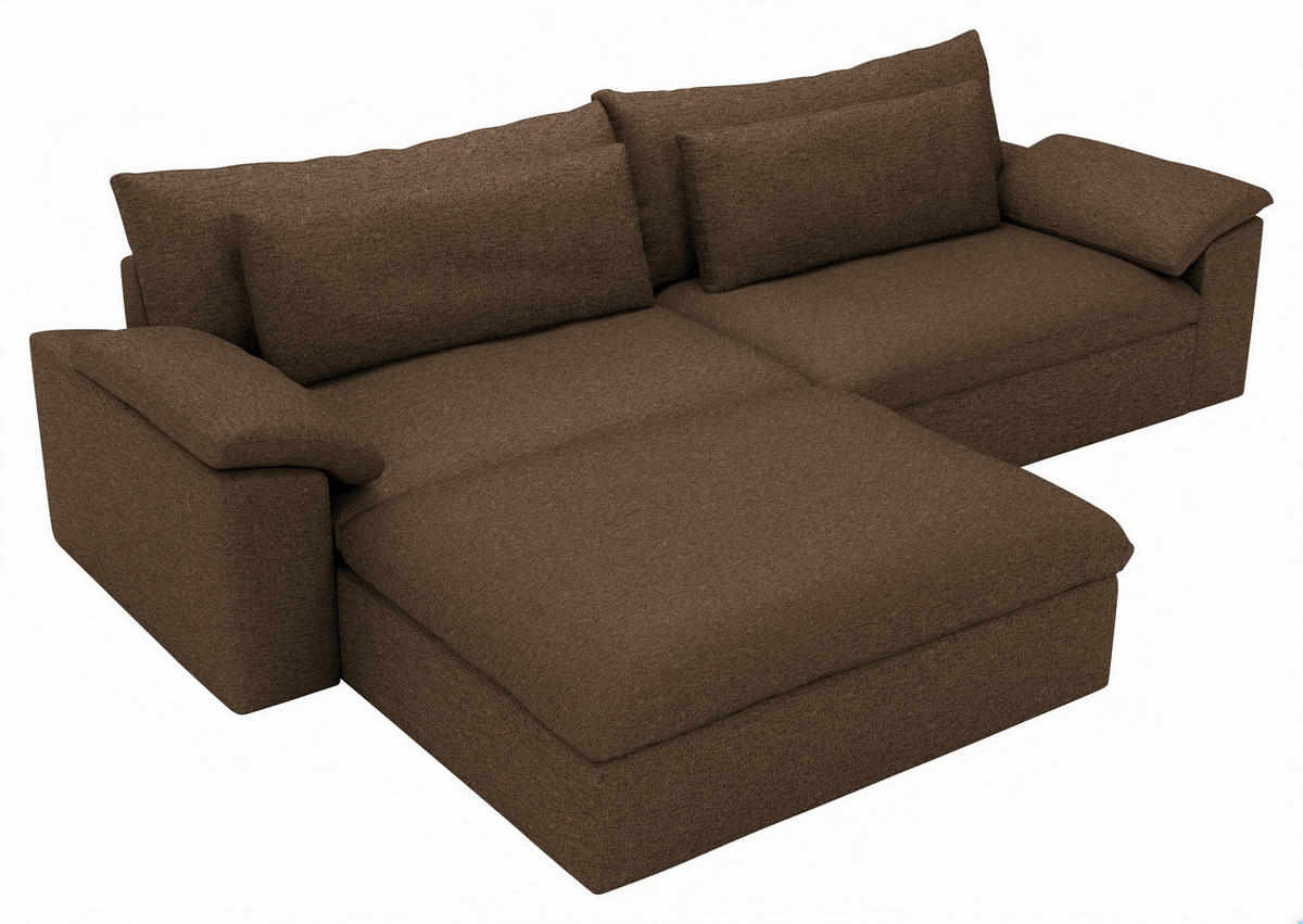ECKSOFA Flachgewebe Dunkelbraun  - Dunkelbraun/Schwarz, Modern, Kunststoff/Textil (198/306cm) - Carryhome