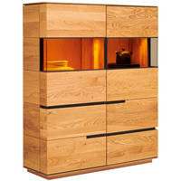 HIGHBOARD  in 120,6/149/42,1 cm  - Eichefarben/Schwarz, Design, Glas/Holz (120,6/149/42,1cm) - Cassando