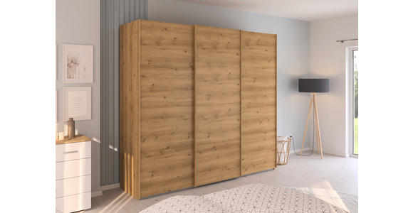 SCHWEBETÜRENSCHRANK 242/223/68 cm 3-türig Eichefarben  - Eichefarben, Design, Holzwerkstoff/Kunststoff (242/223/68cm) - Novel