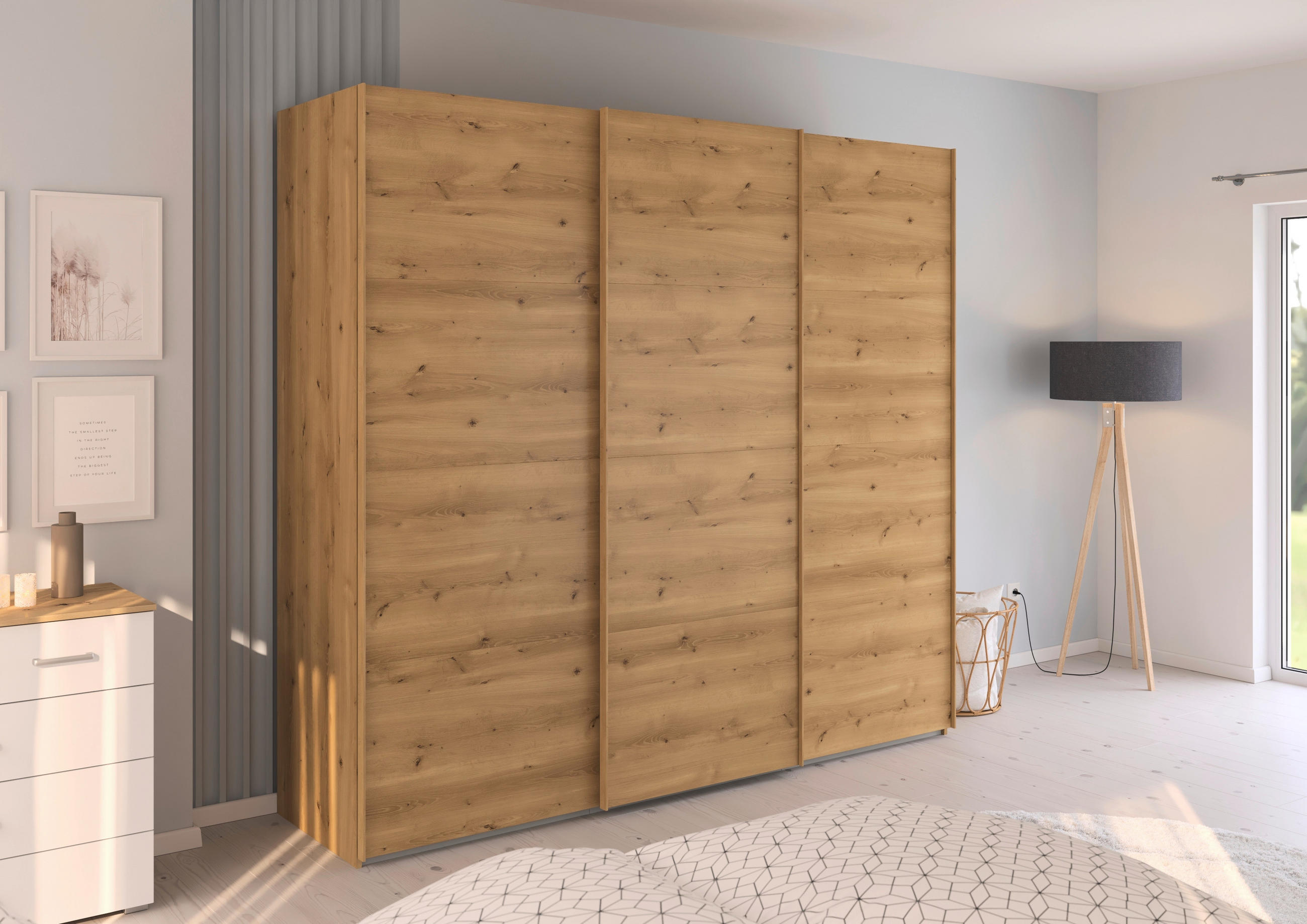 SCHWEBETÜRENSCHRANK 242/223/68 cm 3-türig Eichefarben  - Eichefarben, Design, Holzwerkstoff/Kunststoff (242/223/68cm) - Novel