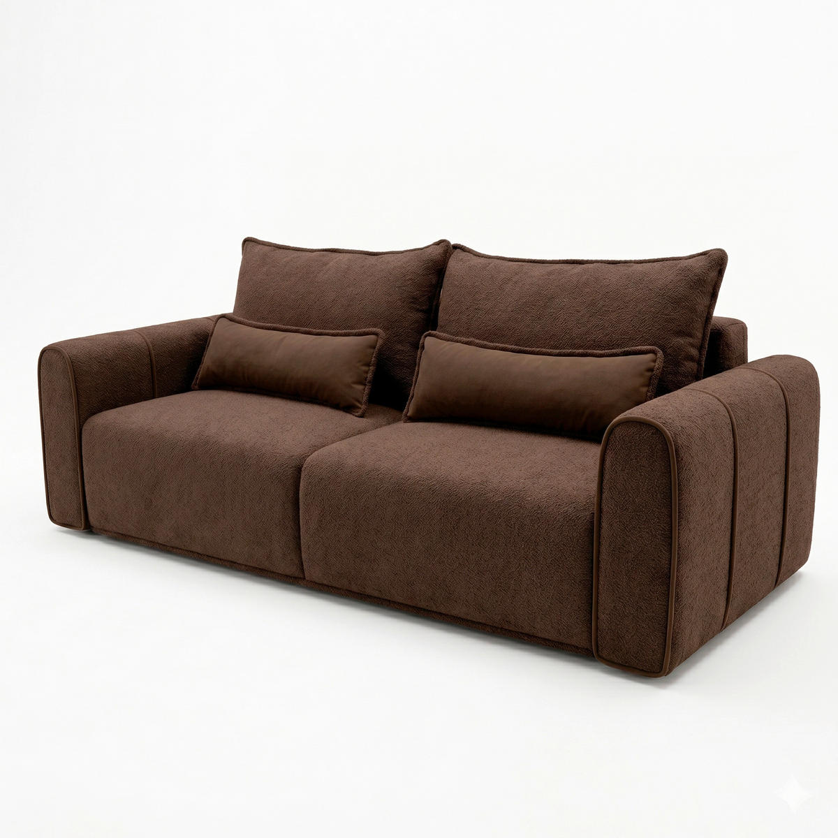 SCHLAFSOFA KIARA Bouclé Braun  inkl.  - Schwarz/Braun, Design, Kunststoff/Textil (235/100/100cm) - MID.YOU