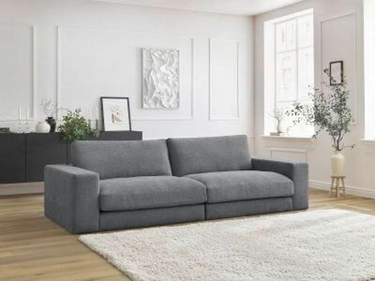 3-SITZER-SOFA LEONARD Struktur Dunkelgrau  - Dunkelgrau/Schwarz, MODERN, Kunststoff/Textil (274/77/109cm)