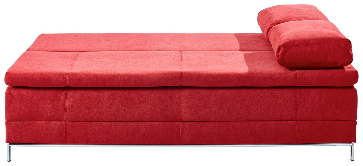 SCHLAFSOFA in Flachgewebe Bordeaux  - Chromfarben/Bordeaux, Design, Textil/Metall (200/93/93cm) - Novel