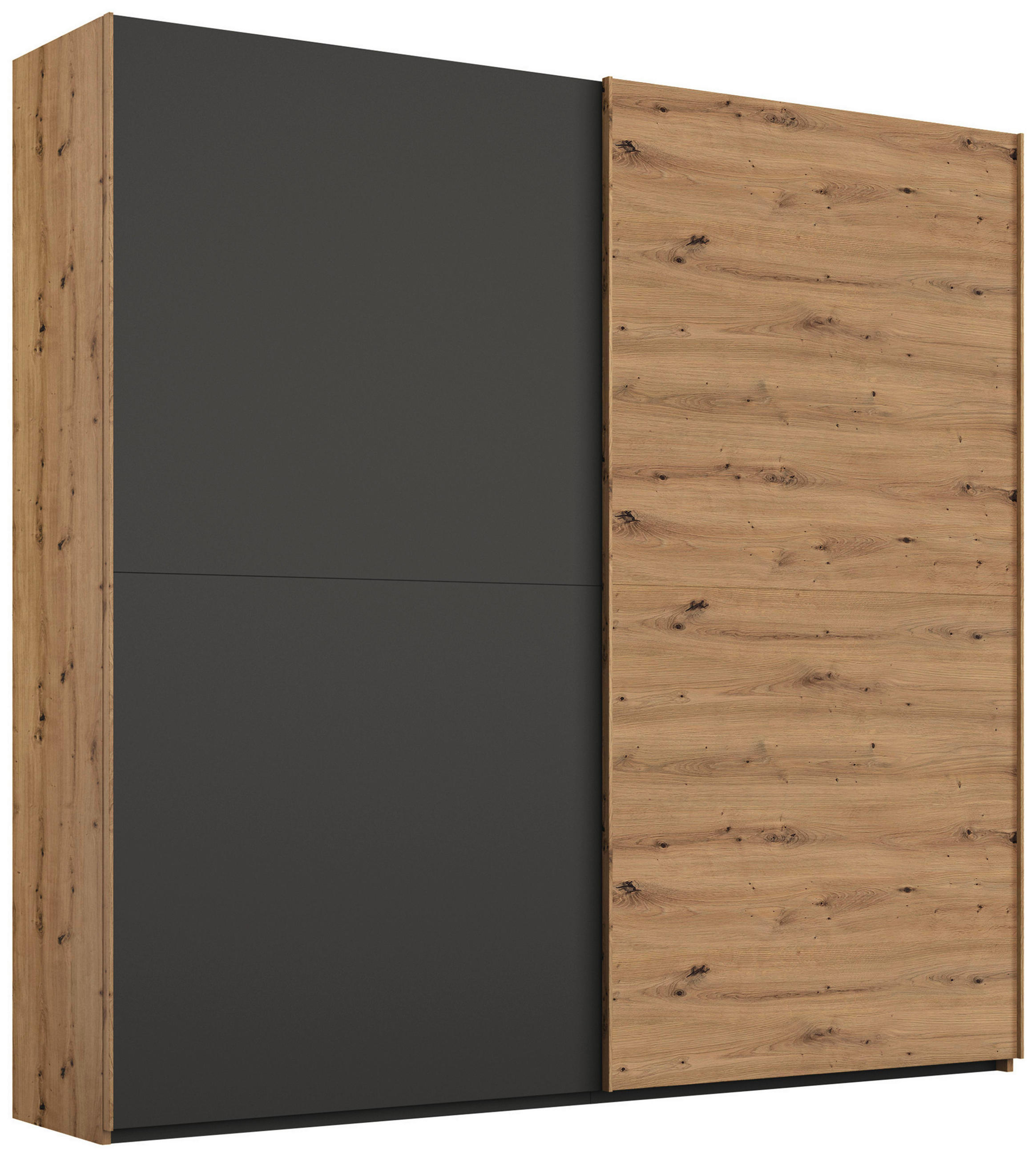 SCHWEBETÜRENSCHRANK 2-türig Graphitfarben, Eiche Artisan  - Graphitfarben/Eiche Artisan, Trend, Holzwerkstoff (201/223/68cm) - Stylife